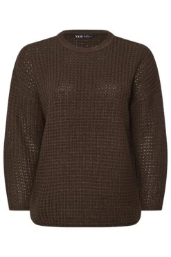 YOURS - Pull En Maille Gaufrée Marron Chocolat 15 YOURS - Pull En Maille Gaufrée Marron Chocolat -Evans Boutique 29a19cec 97a6 47 280690 X