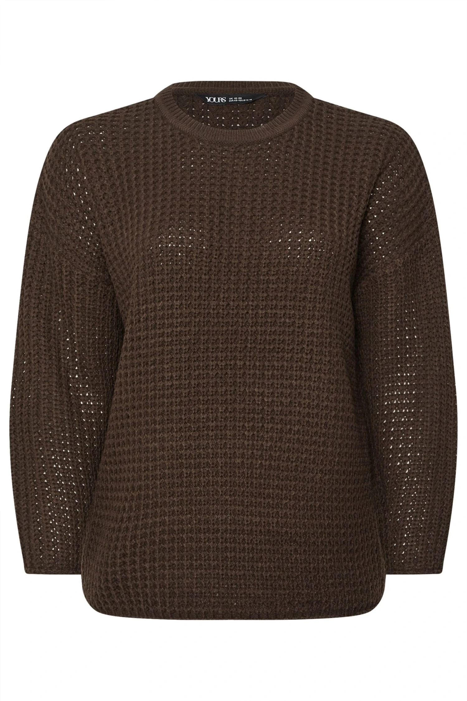 YOURS - Pull En Maille Gaufrée Marron Chocolat 9 YOURS - Pull En Maille Gaufrée Marron Chocolat – Image 7