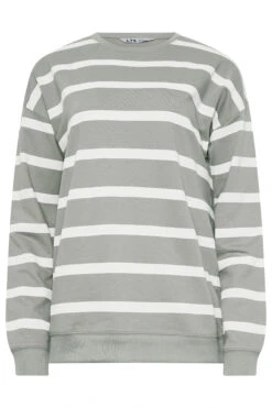 LTS Tall Grey Crew Neck Stripe Sweatshirt 11 LTS Tall Grey Crew Neck Stripe Sweatshirt -Evans Boutique 2a05fc9c a678 41 353264 X