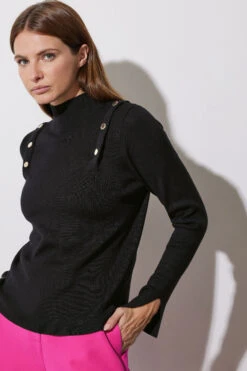 STAR Black Button Detail Knitted Jumper 13 STAR Black Button Detail Knitted Jumper -Evans Boutique 2a2a8395 630d 47 110621 F