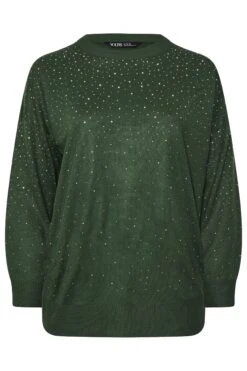 YOURS Curve - Pull Vert Forêt Orné De Strass Sur Le Devant 11 YOURS Curve - Pull Vert Forêt Orné De Strass Sur Le Devant -Evans Boutique 2a3ba1a0 d046 48 280742 X