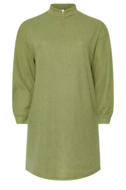 YOURS Curve Robe Pull Côtelée Verte à Col Zippé 11 YOURS Curve Robe Pull Côtelée Verte à Col Zippé -Evans Boutique 2a494e21 f507 43 303891 X