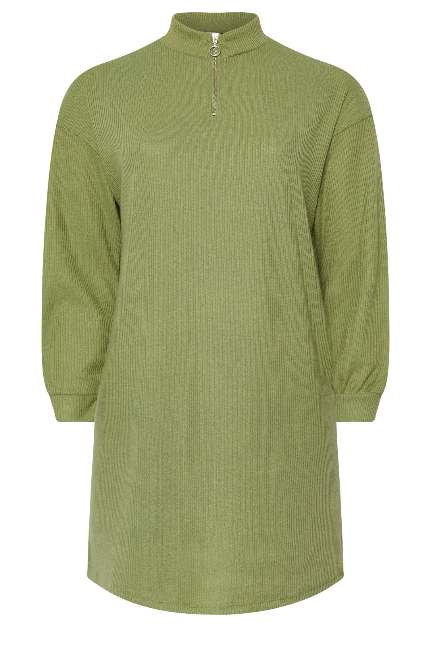 YOURS Curve Robe Pull Côtelée Verte à Col Zippé 7 YOURS Curve Robe Pull Côtelée Verte à Col Zippé – Image 5