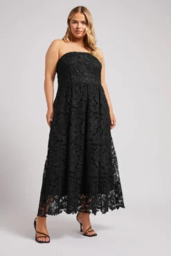 YOURS LONDON Curve Robe Longue Noire Sans Manches En Dentelle De Qualité Supérieure