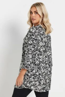 YOURS - Chemisier Noir & Blanc Floral Manches Longues En Jersey 9 YOURS - Chemisier Noir & Blanc Floral Manches Longues En Jersey -Evans Boutique 2a652581 11fd 48 322267 C