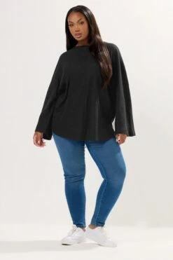 Pull Côtelé Noir Doux Au Toucher YOURS Curve