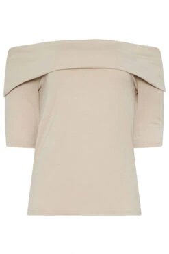 LTS Tall Stone Brown Short Sleeve Bardot Top 11 LTS Tall Stone Brown Short Sleeve Bardot Top -Evans Boutique 2a854c0a 978f 41 354060 X