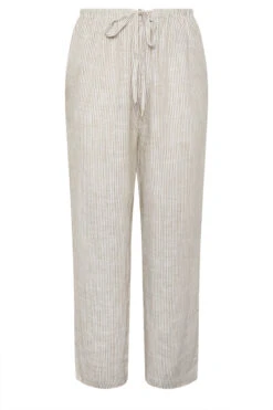 YOURS - Pantalon Blanc à Rayures Plissé En Lin 17 YOURS - Pantalon Blanc à Rayures Plissé En Lin -Evans Boutique 2a8c2d0d 42d0 4a 310015 X