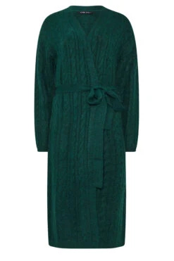 LTS Tall Emerald Green Cable Knit Midi Cardigan -Evans Boutique 2abc31dd 5819 47 353835 X
