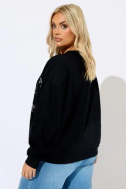 YOURS - Sweat-shirt Noir à Nœud Sur Le Devant -Evans Boutique 2adb7b01 e4c5 4a 126778 C