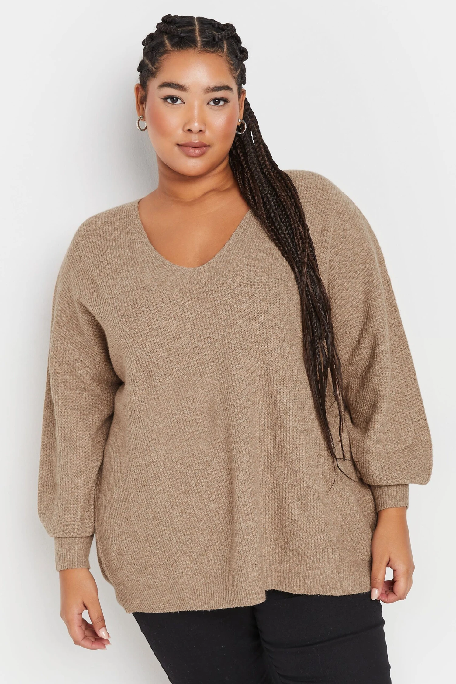 YOURS - Pull En Maille Marron Manches En Ballons 3 YOURS - Pull En Maille Marron Manches En Ballons