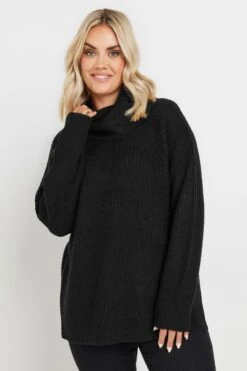 YOURS - Pull Col Roulé Noir En Maille