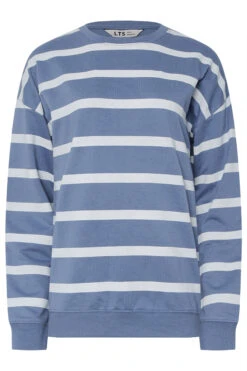 LTS Tall Light Blue Stripe Print Crew Neck Sweatshirt -Evans Boutique 2b07a5b4 8535 4e 355665 X