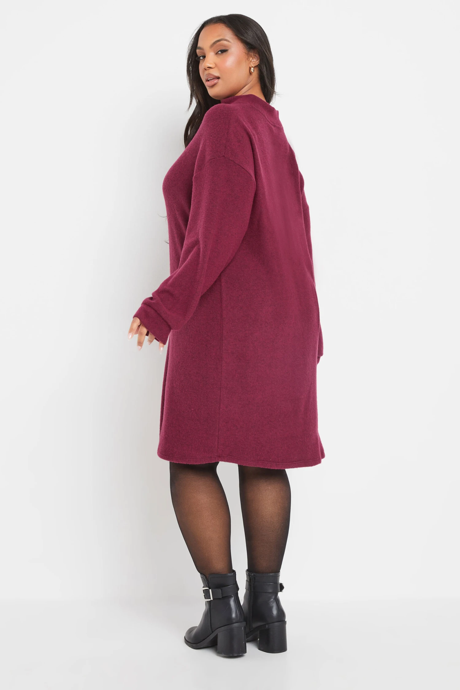 YOURS Curve Robe Pull Zippée Rose Foncé Douce Au Toucher 5 YOURS Curve Robe Pull Zippée Rose Foncé Douce Au Toucher – Image 3