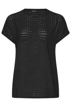 YOURS - Top Noir En Jersey Manches Courtes -Evans Boutique 2b570d50 c07e 45 322407 X