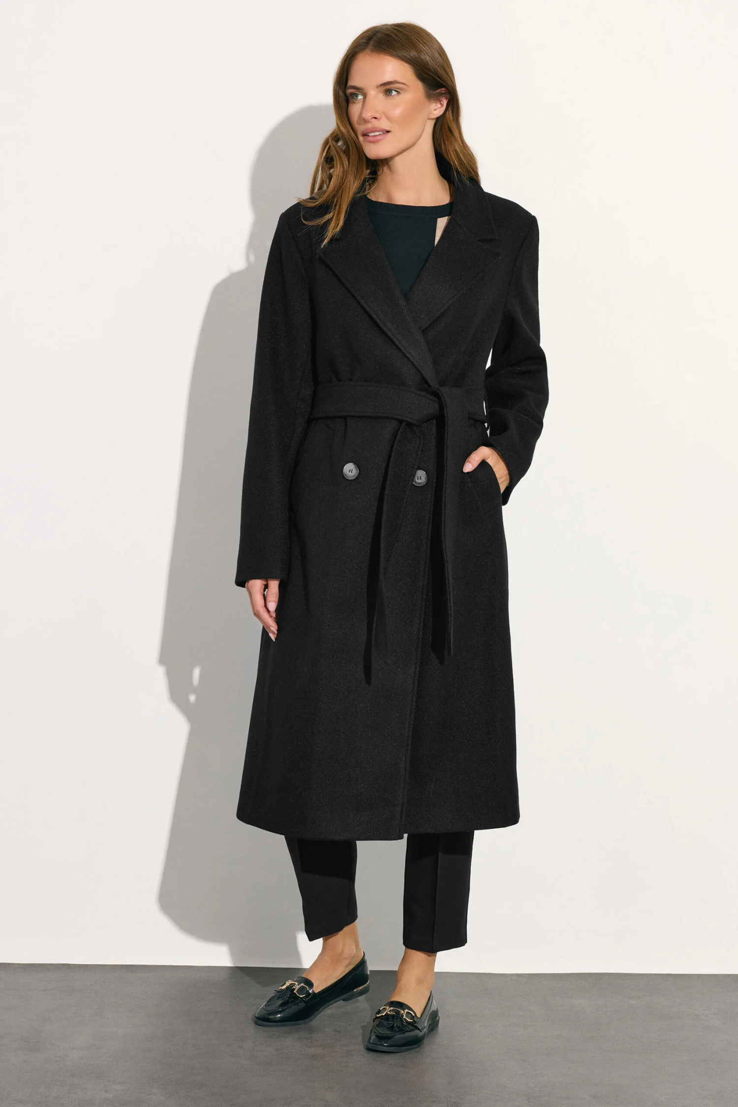 M&Co Black Button Up Wrap Coat 4 M&Co Black Button Up Wrap Coat – Image 2