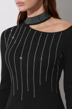 STAR Black Embellished Asymmetric Jumper 12 STAR Black Embellished Asymmetric Jumper -Evans Boutique 2b985d5a 9742 4e 110602 D