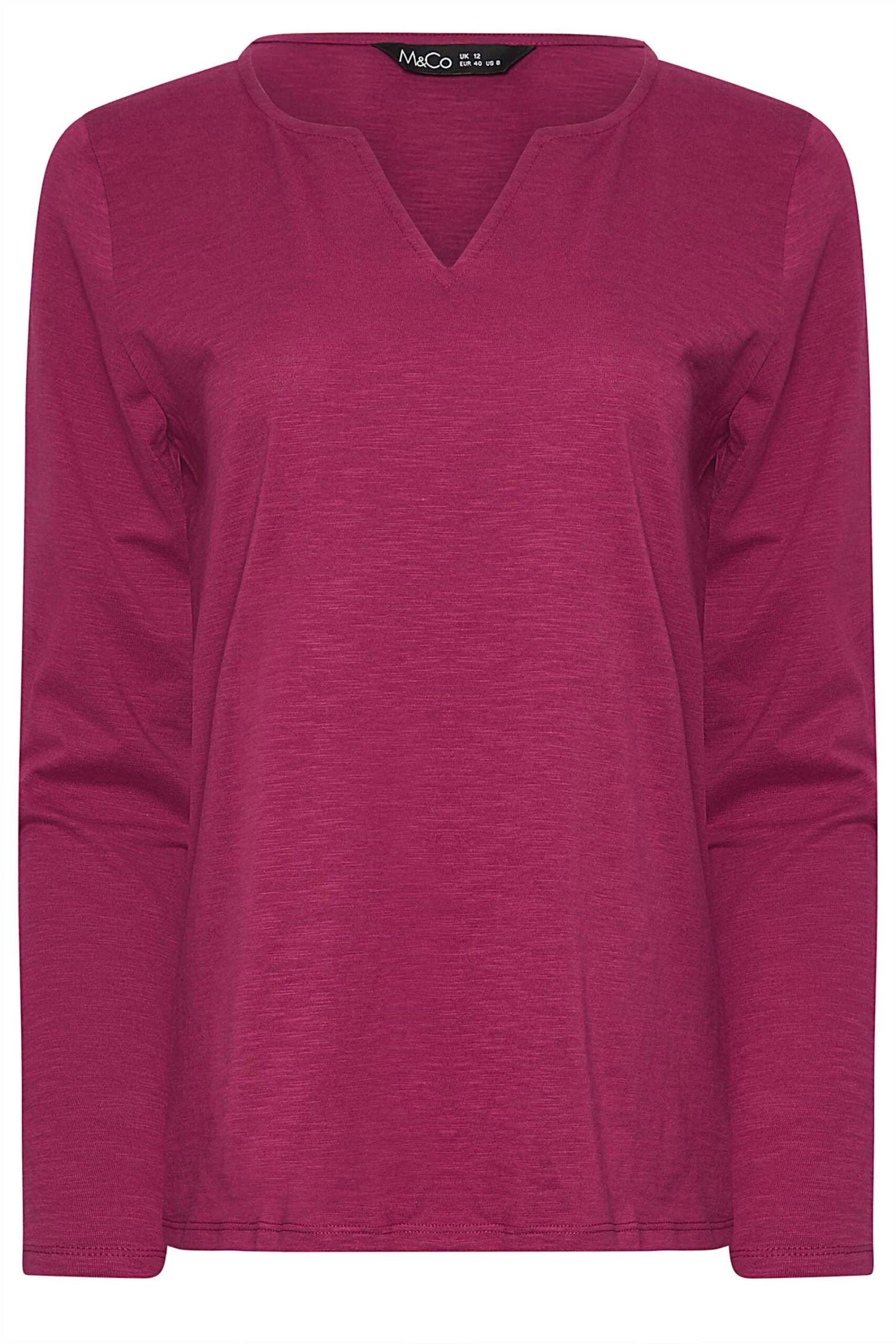 M&Co Dark Pink Cotton Notch Neck Top 7 M&Co Dark Pink Cotton Notch Neck Top – Image 5