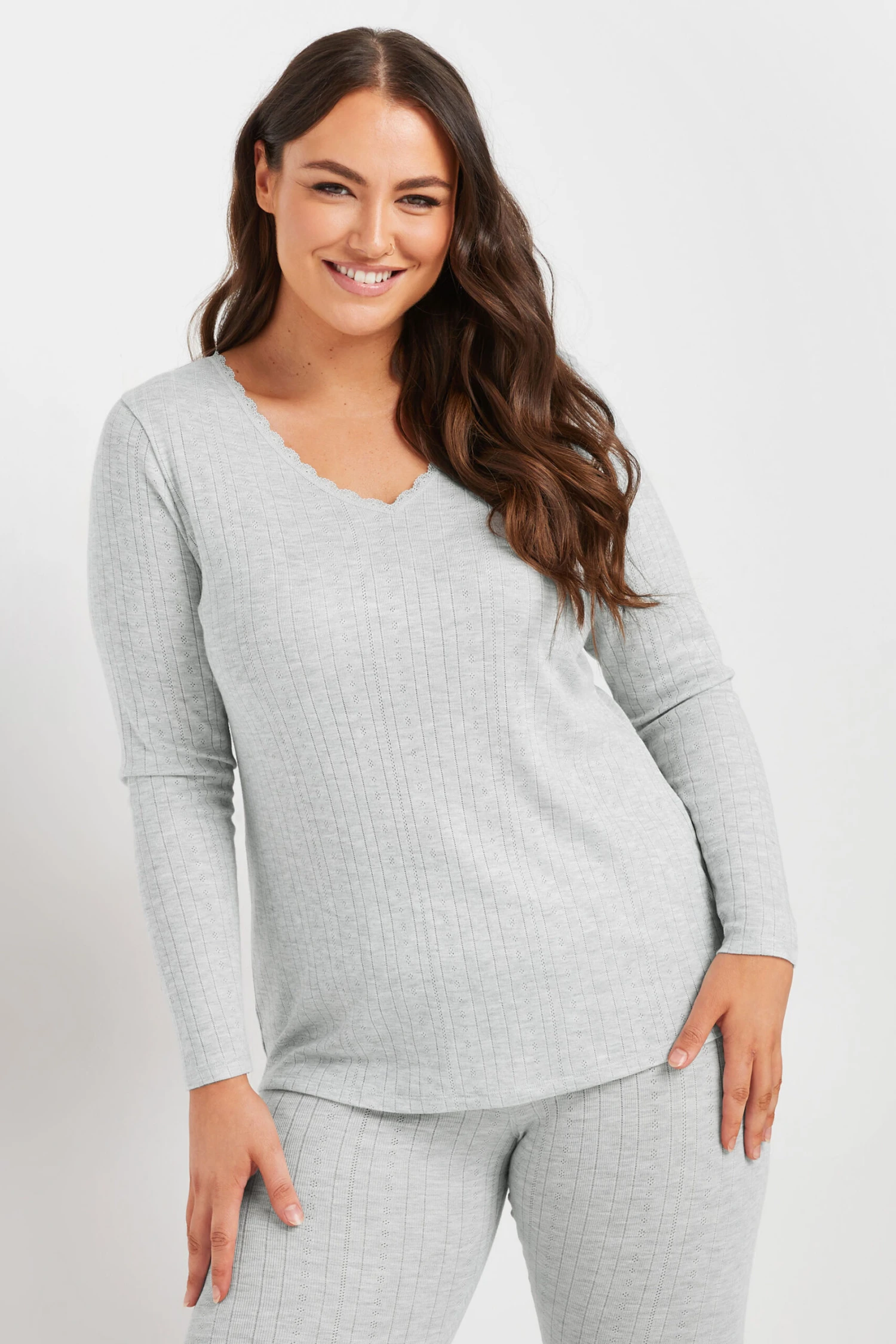 YOURS - Top Thermique Gris En Jersey Manches Longues 4 YOURS - Top Thermique Gris En Jersey Manches Longues – Image 2