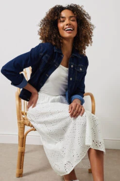 M&Co White Cotton Broderie Midi Skirt -Evans Boutique 2c3d7f9f 699d 4f 502363 C