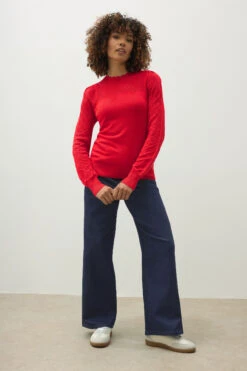 M&Co Red Pointelle Long Sleeve Knitted Jumper 10 M&Co Red Pointelle Long Sleeve Knitted Jumper -Evans Boutique 2cc92f80 ea1c 46 502424 L2