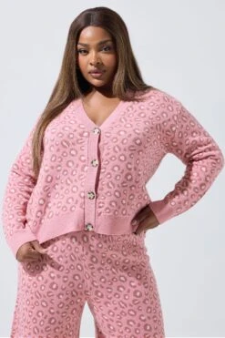 LIMITED COLLECTION Cardigan Rose à Imprimé Léopard