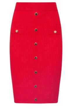 STAR Red Knitted Button Midi Skirt -Evans Boutique 2d380ee1 5df6 42 110717 X