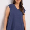 EVANS Curve Navy Blue Broderie Anglaise Vest Top