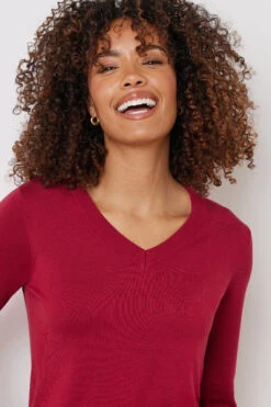 M&Co Red V-Neck Long Sleeve Jumper -Evans Boutique 2d9c3574 3a6d 4c 502413 D