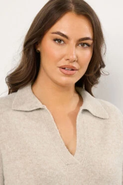 EVANS Curve Natural Brown Collared Knitted Jumper 10 EVANS Curve Natural Brown Collared Knitted Jumper -Evans Boutique 2dc27118 b9fd 4d 616251 D