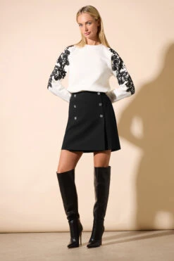 STAR Black Button Detail Wrap Mini Skirt 10 STAR Black Button Detail Wrap Mini Skirt -Evans Boutique 2e3d8d8c a384 46 110652 B