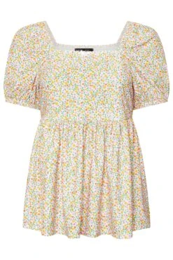 YOURS - Top Floral Smocké Orangé Manches Courtes 15 YOURS - Top Floral Smocké Orangé Manches Courtes -Evans Boutique 2e798356 7f88 40 322663 X