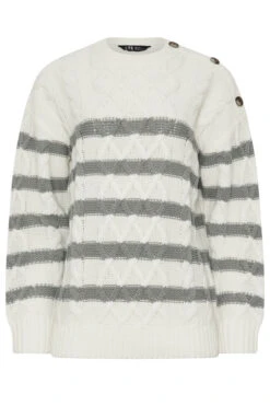 LTS Tall Grey Stripe Cable Knit Jumper 11 LTS Tall Grey Stripe Cable Knit Jumper -Evans Boutique 2e849024 f1fc 4f 353817 X
