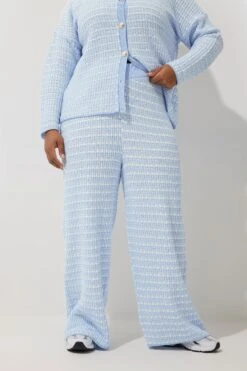LIMITED COLLECTION - Pantalon Bleu Ciel Coupe Wide Leg Effet Tweed 9 LIMITED COLLECTION - Pantalon Bleu Ciel Coupe Wide Leg Effet Tweed -Evans Boutique 2e875943 e9e0 46 216542 A