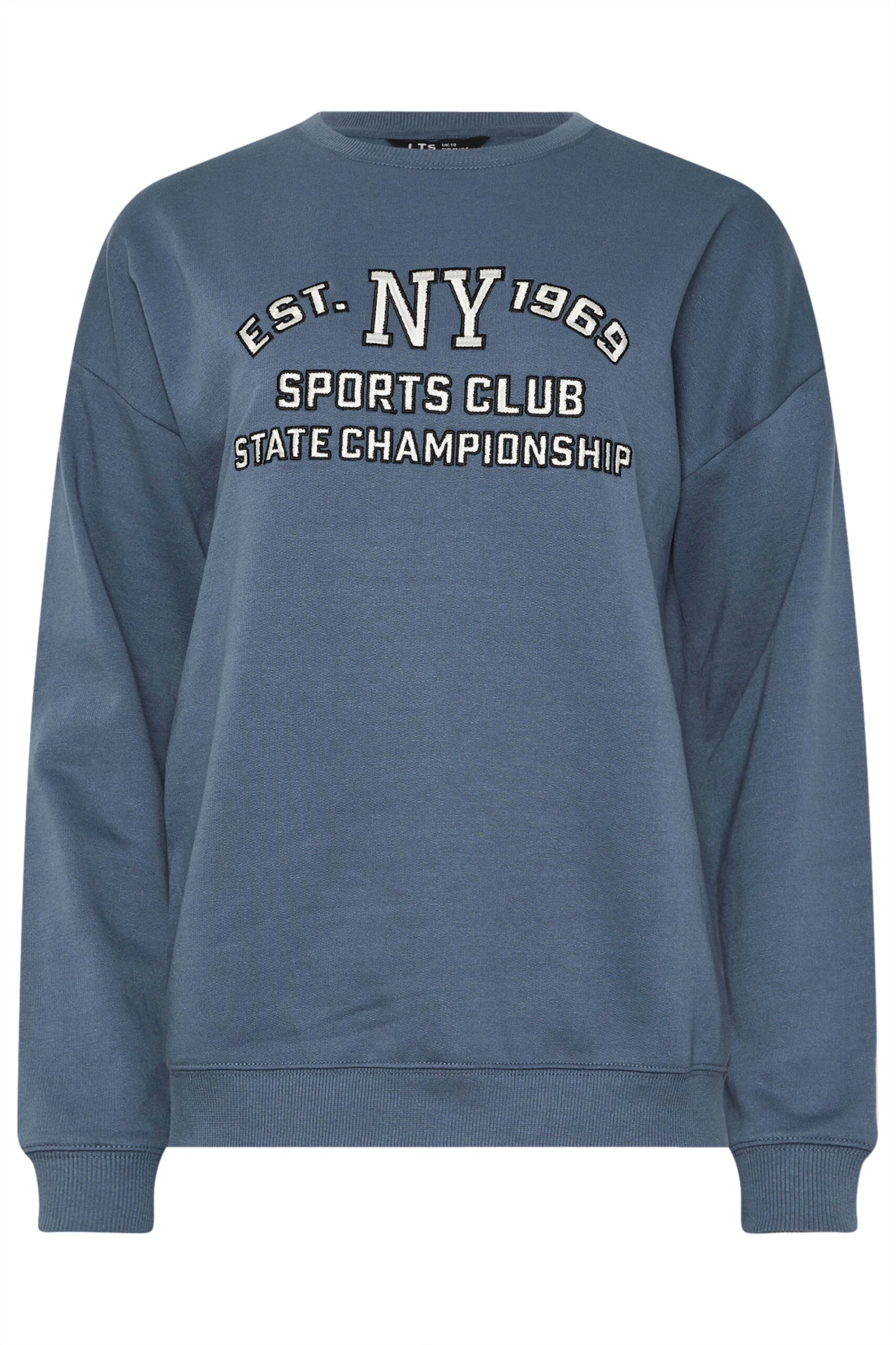 LTS Tall Blue 'NY 1969' Slogan Sweatshirt 8 LTS Tall Blue 'NY 1969' Slogan Sweatshirt – Image 6