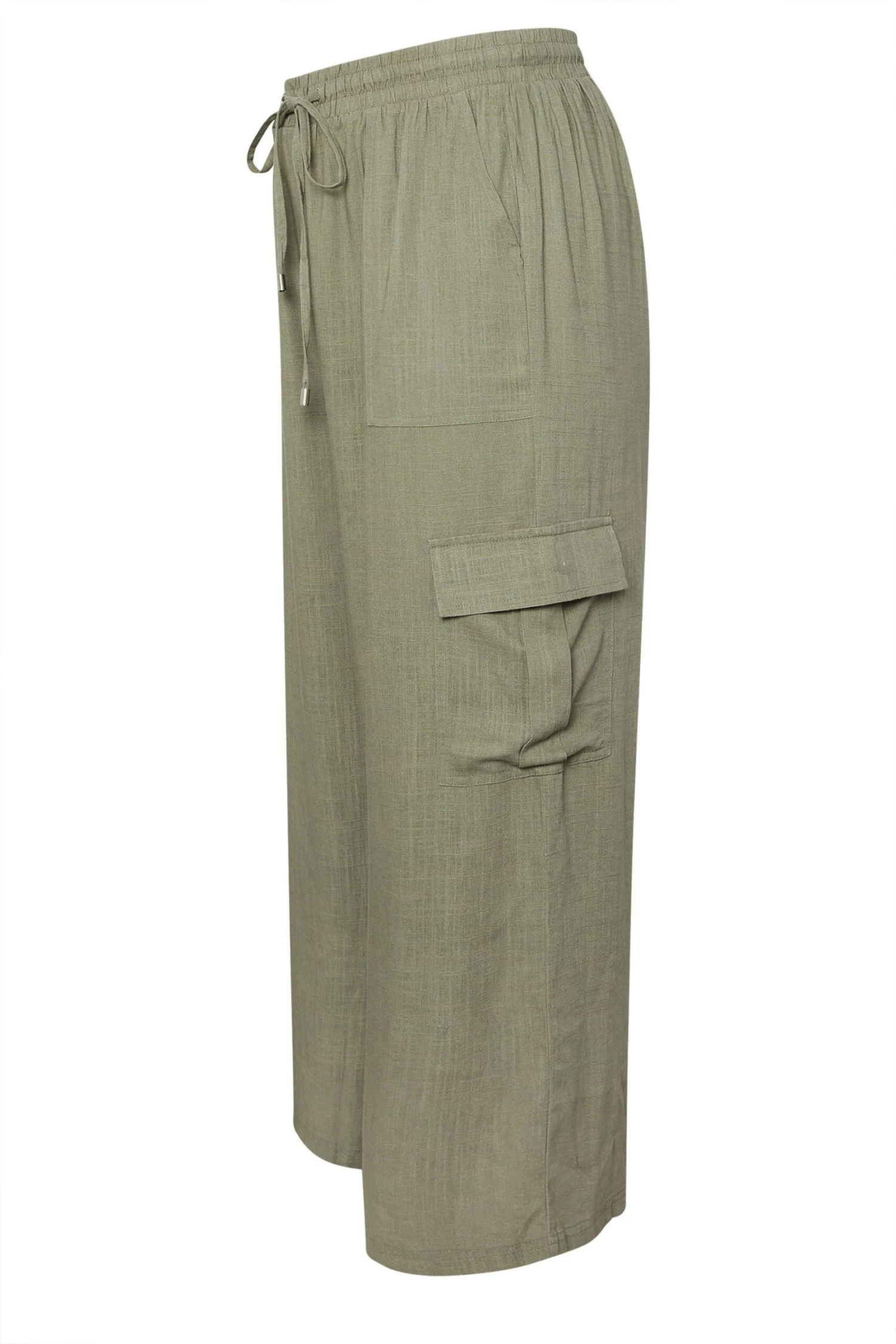YOURS - Pantalon Wide Leg Cargo Vert Kaki En Lin 9 YOURS - Pantalon Wide Leg Cargo Vert Kaki En Lin – Image 7