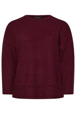 YOURS - Pull Pourpre Gauffré En Maille -Evans Boutique 2f76af5c bc83 4c 280258 X