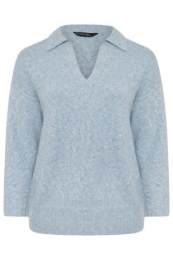 EVANS Curve Light Blue Collared Knitted Jumper 11 EVANS Curve Light Blue Collared Knitted Jumper -Evans Boutique 2f883f40 cee6 4e 616252 X