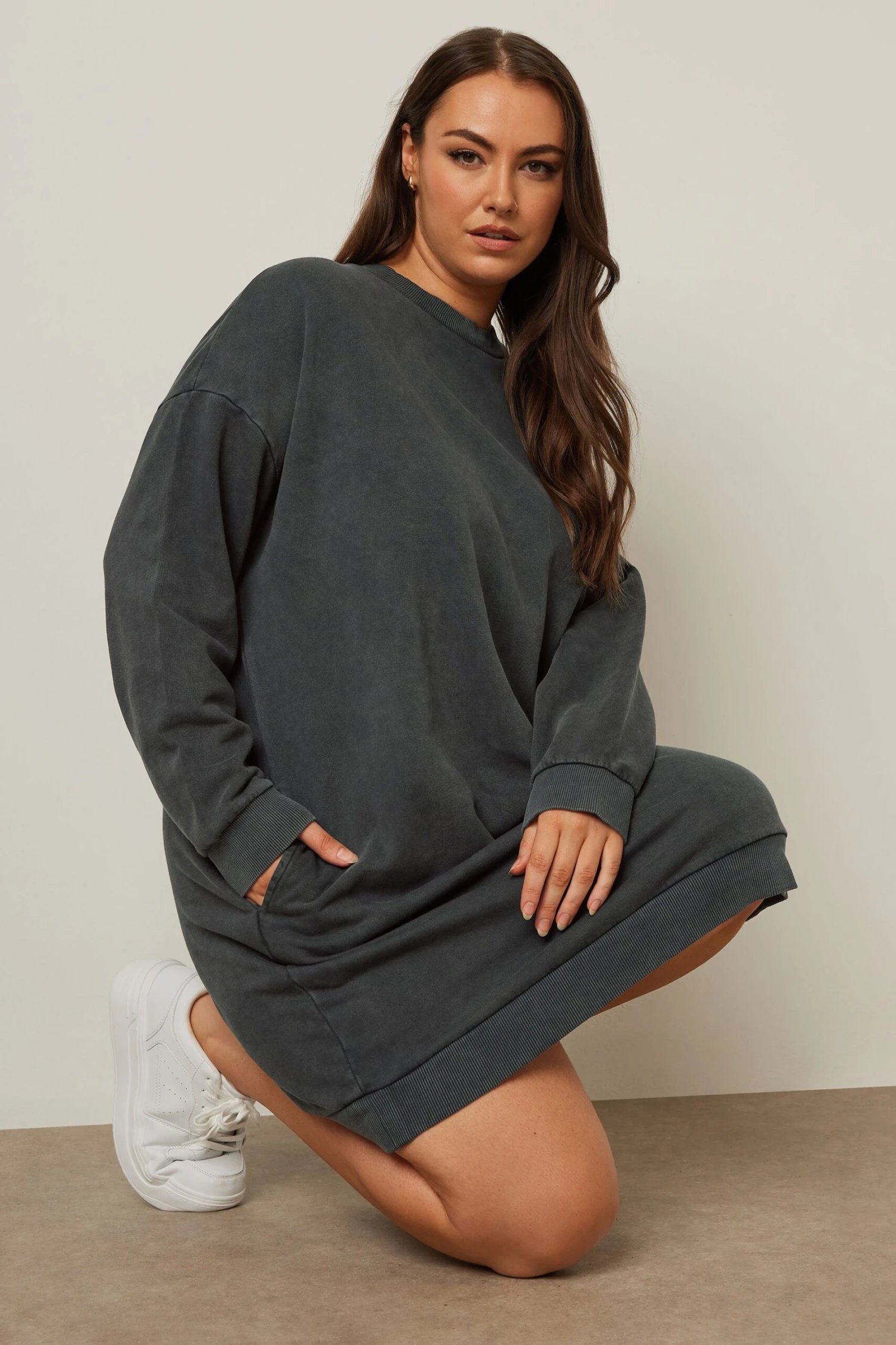 YOURS - Robe Sweatshirt En Jersey Gris Charbonneux 3 YOURS - Robe Sweatshirt En Jersey Gris Charbonneux