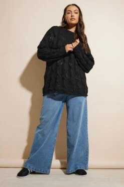 YOURS - Pull Noir En Maille Manches Longues -Evans Boutique 2fc3b9bc f668 4f 280509 C