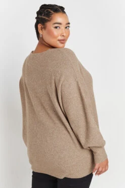 YOURS - Pull En Maille Marron Manches En Ballons 9 YOURS - Pull En Maille Marron Manches En Ballons -Evans Boutique 2fcdccad 2236 42 280425 C