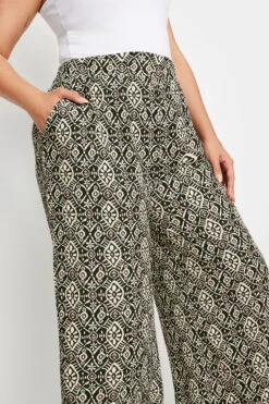 YOURS - Pantalon Wide Leg Noir Texturé Imprimé -Evans Boutique 3014e1f7 1f08 4b 303311 D
