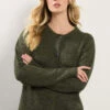 LTS Tall Khaki Green Knitted Button Cardigan