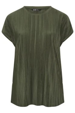 YOURS - Top Vert Kaki Plissé Manches Courtes 13 YOURS - Top Vert Kaki Plissé Manches Courtes -Evans Boutique 307f54e3 46eb 48 322330 X