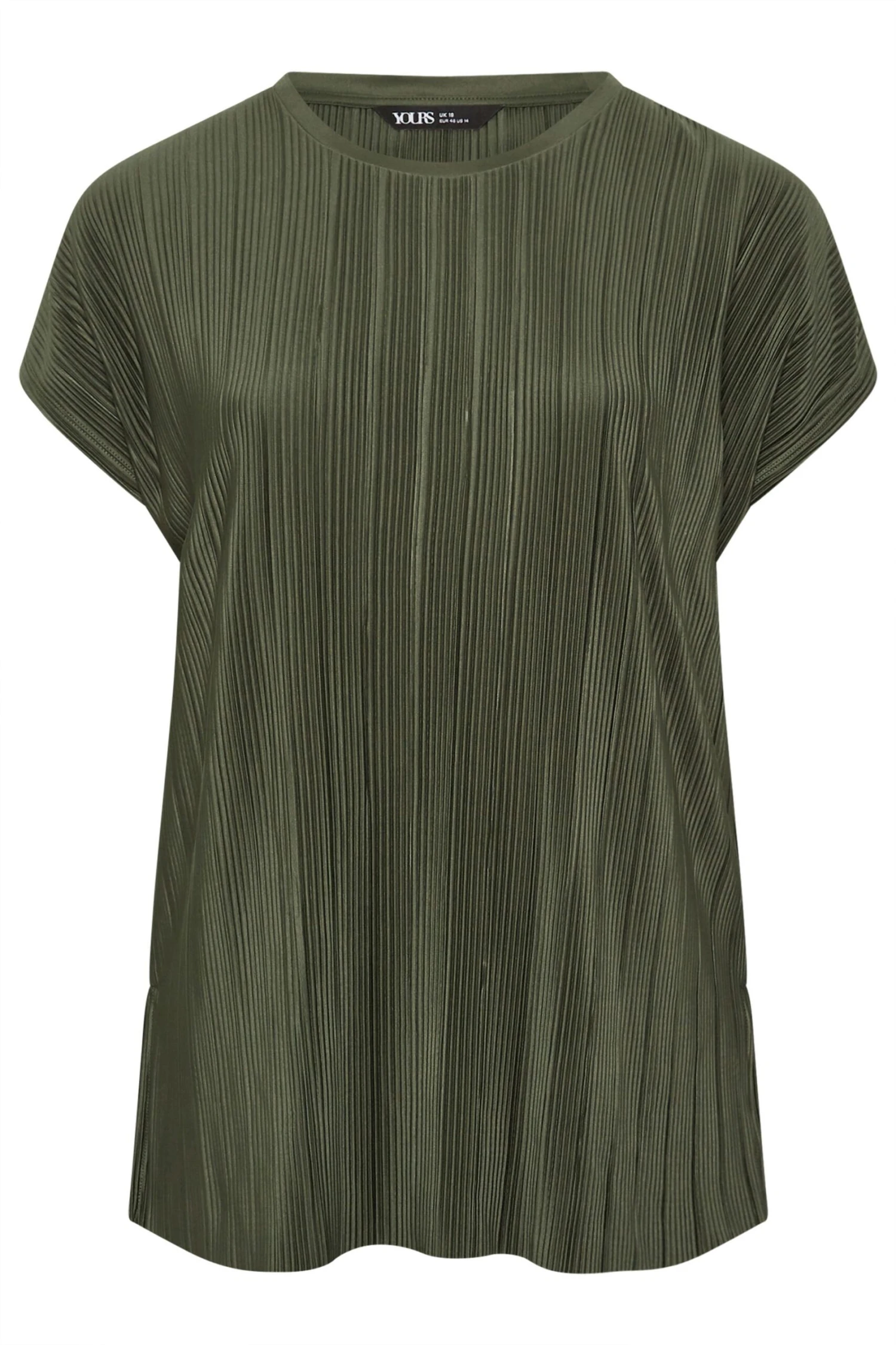 YOURS - Top Vert Kaki Plissé Manches Courtes 8 YOURS - Top Vert Kaki Plissé Manches Courtes – Image 6