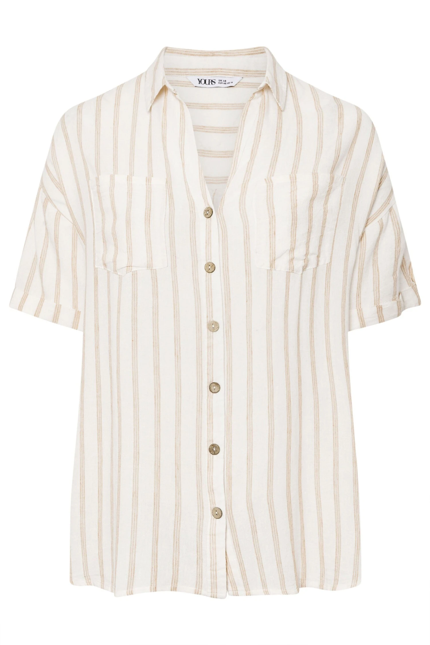 YOURS - Chemisier Crème Rayures En Lin 8 YOURS - Chemisier Crème Rayures En Lin – Image 6
