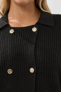 YOURS Curve Cardigan Noir à Double Boutonnage -Evans Boutique 31d6f8b5 b6bb 45 280677 D