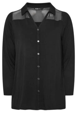 YOURS - Chemisier Noir En Filet Manches Longues 11 YOURS - Chemisier Noir En Filet Manches Longues -Evans Boutique 324a4538 ce13 48 322236 X