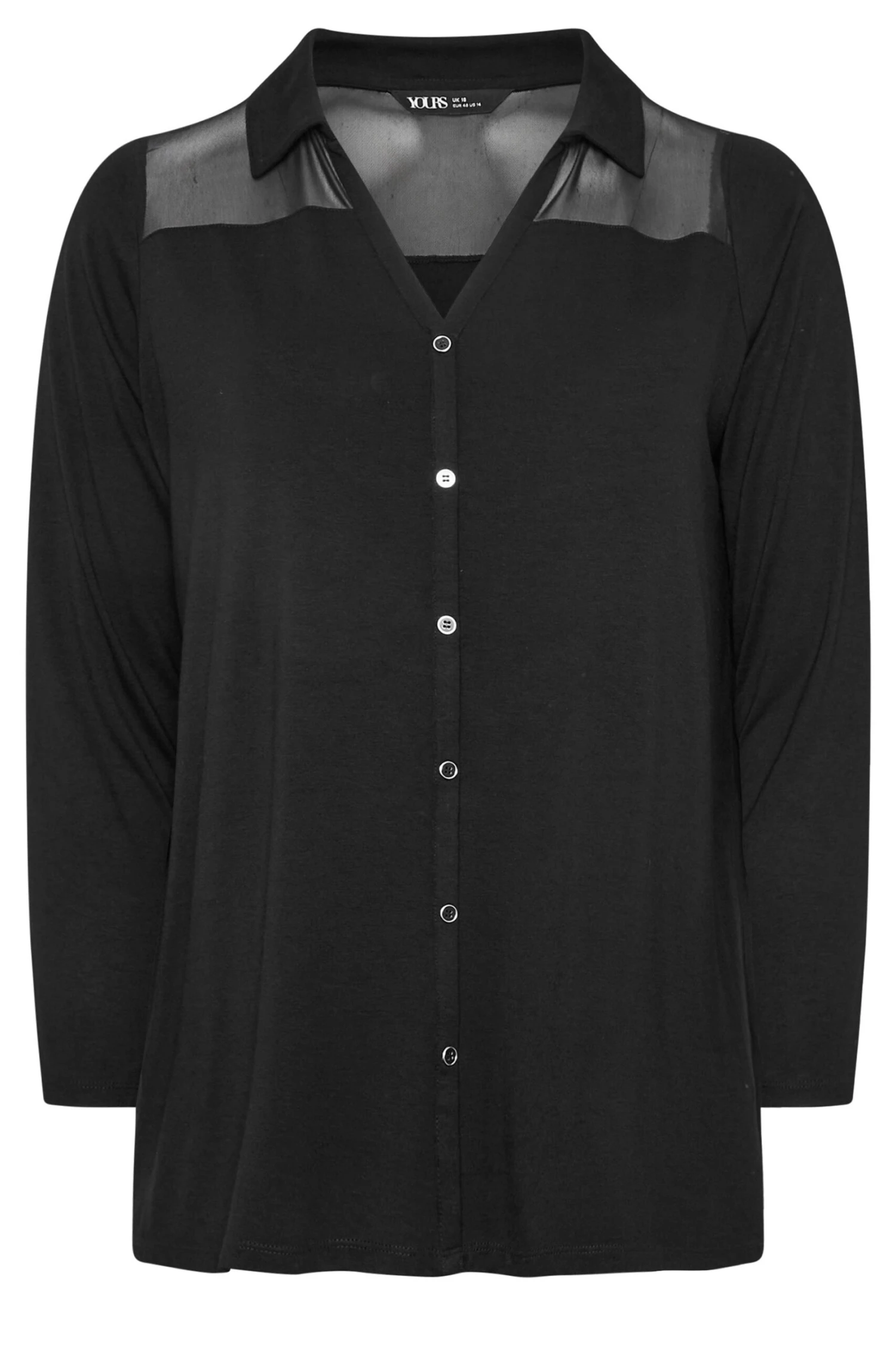 YOURS - Chemisier Noir En Filet Manches Longues 7 YOURS - Chemisier Noir En Filet Manches Longues – Image 5