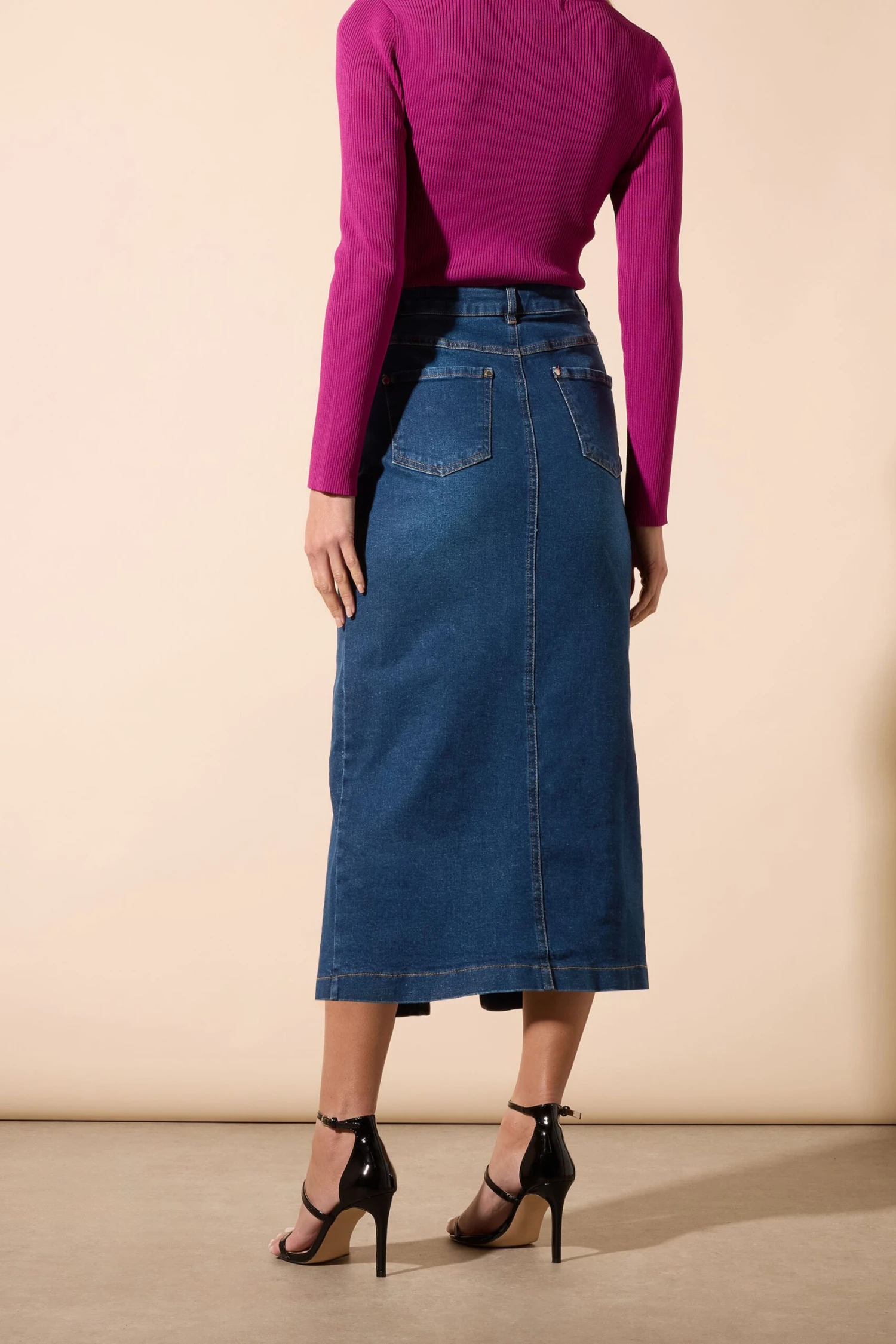 STAR Blue Eyelet Midi Denim Skirt 8 STAR Blue Eyelet Midi Denim Skirt – Image 6